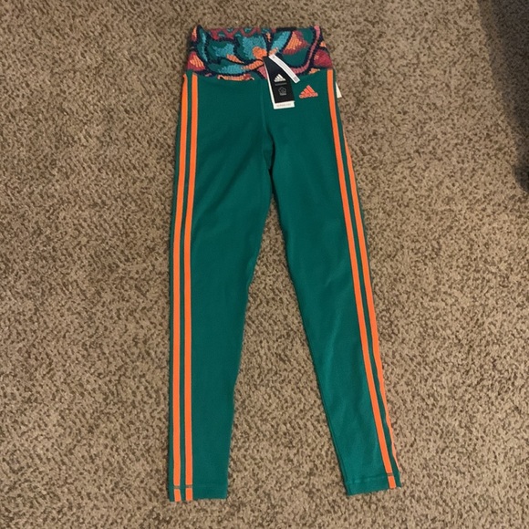 Farm Rio Adidas Tights/Leggings Bold Green NWT - Picture 4 of 7